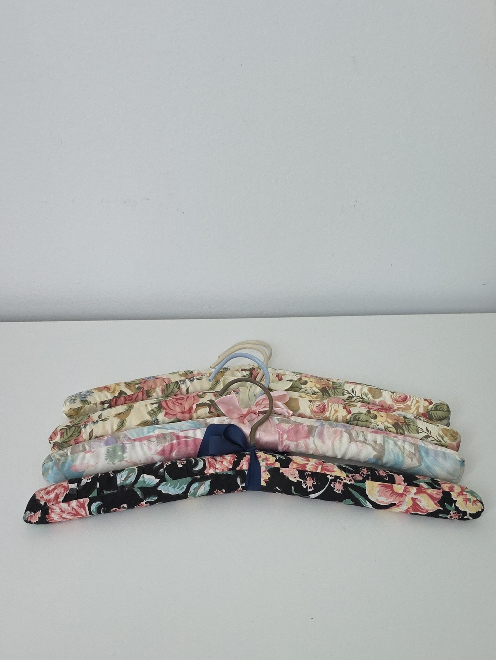 Floral Padded Satin Hangers - Set of 4
